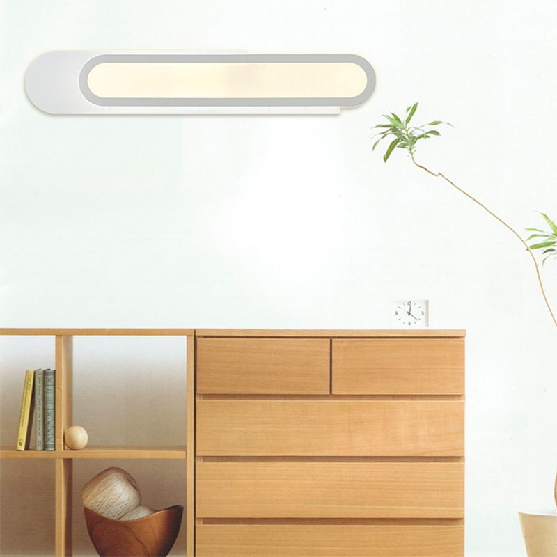 Luz de tocador de baño LED con tono acrílico oblongo apliques de pared blanca en luz cálida/blanca, 12 "/18"/20 "de ancho