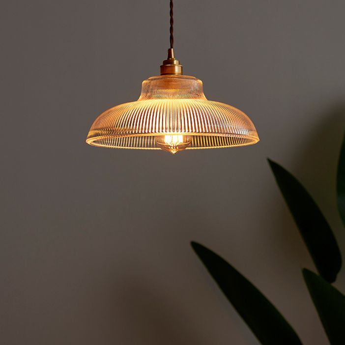 Retro Industrial 1 Light Pendant Prismatic Clear Glass Dome Pendant Lamp for Coffee Shop