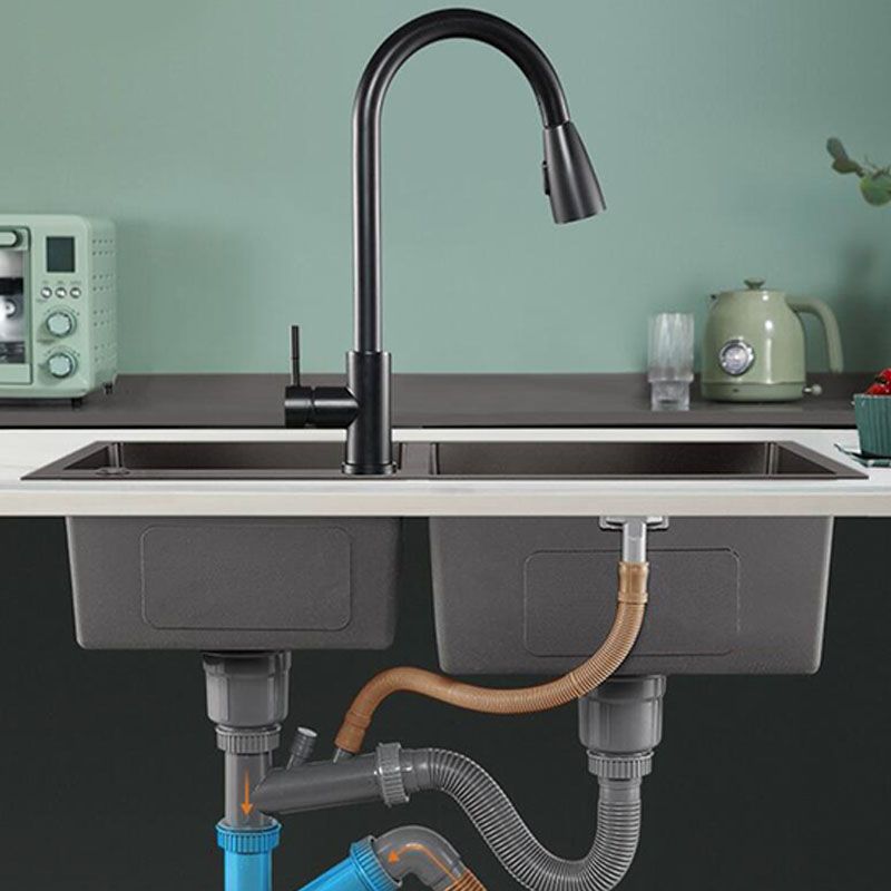 Modern Workstation Stainless Steel with Basket Strainer and Faucet Kitchen Sink