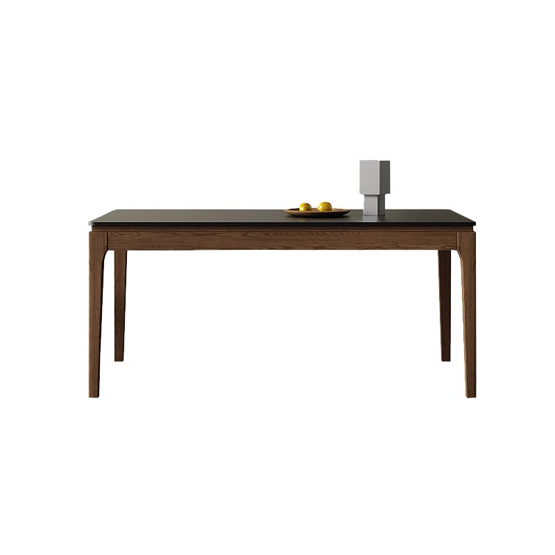 Ash Wood Frame Dining Table Black Stone Top Dinette Table for Home