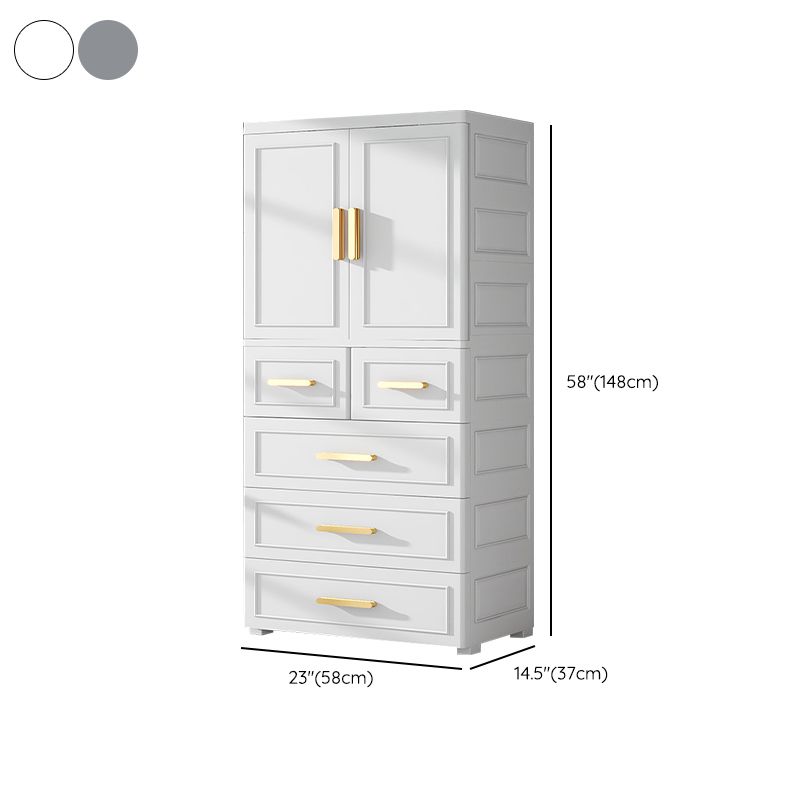 Contemporary Plastic Armoire Cabinet Bedroom Youth Armoire with wheels