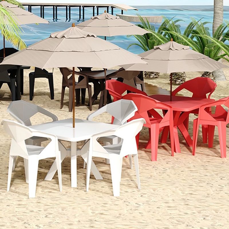 Modern Waterproof Square Courtyard Table Plastic Base Outdoor Table