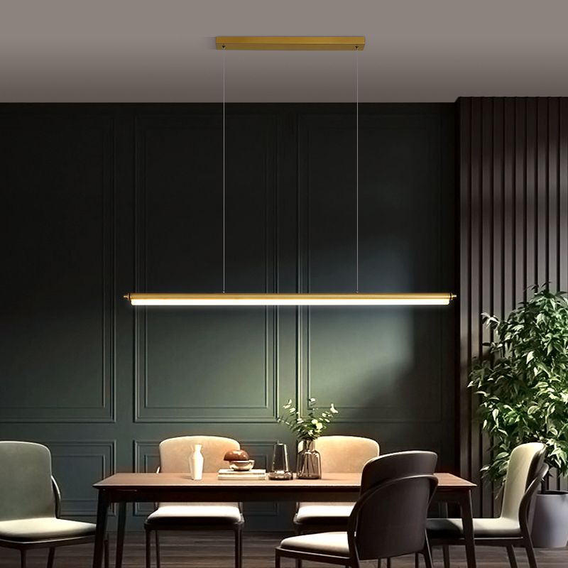 Modern Style Simple Hanging Light LED Long Strip Pendant Lamp for Dining Room