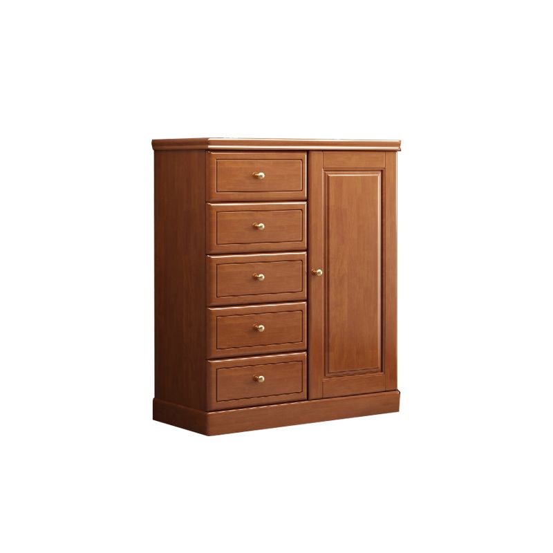 16" W Modern Rubber Wood Combo Dresser Vertical Storage Chest with Drawers and Door