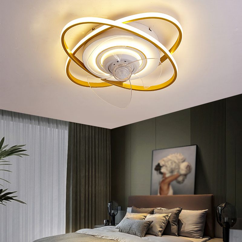 Oval LED Ceiling Fan Light Simple Ceiling Mount Lamp with Acrylic Shade for Bedroom