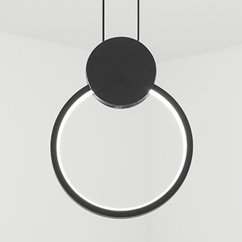 Contemporary Linear Shape Pendant Light Metal 1 Light Hanging Lamp in Black