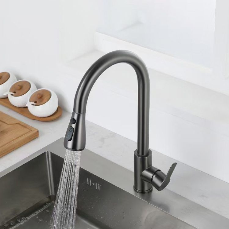 Modern Style Kitchen Faucet Stainless Steel 1-Handle Retractable Kitchen Faucet