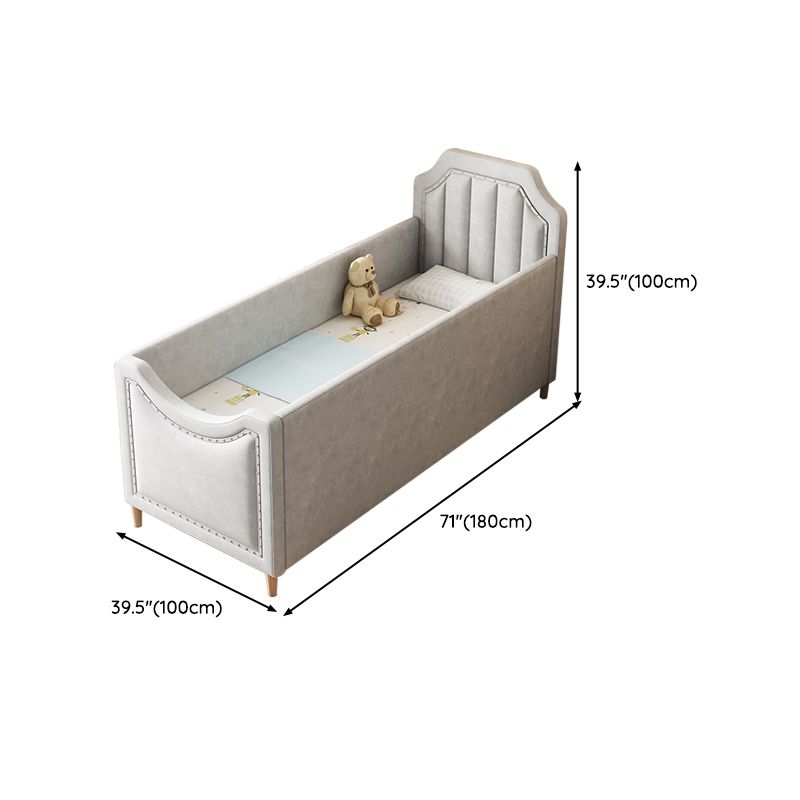 Nursery Bed with Guardrail in Light Grey Solid Wood Nursery Bed