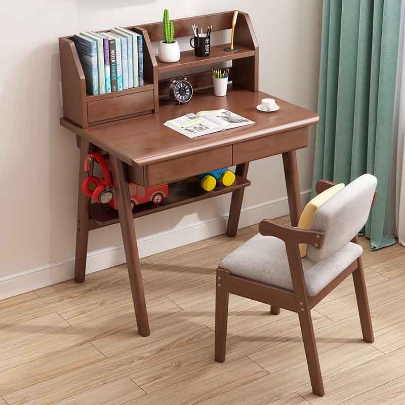 Writing Desk with Hutch Bedroom Kids Desk and Chair with 2 Drawers