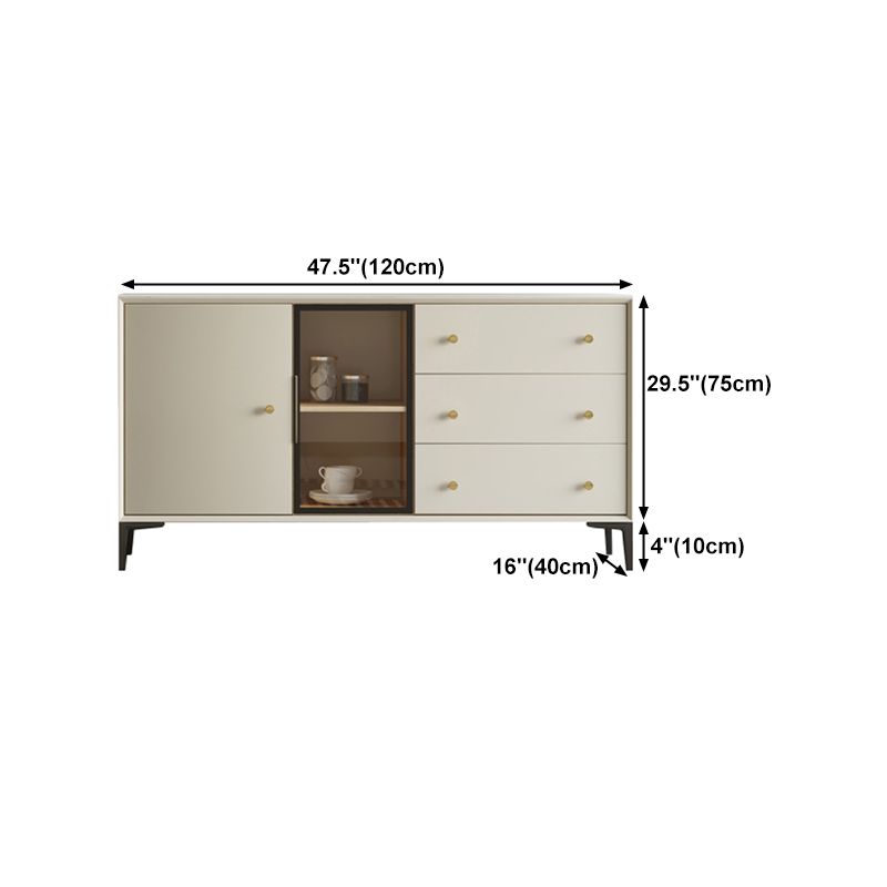 Simple Style Cupboard White Wood Frame Dining Sideboard for Living Room