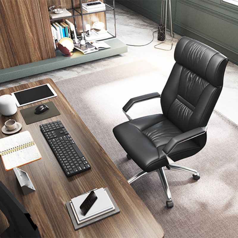 Contemporary Leather Managers Chair Padded Arms Desk Chair for Office