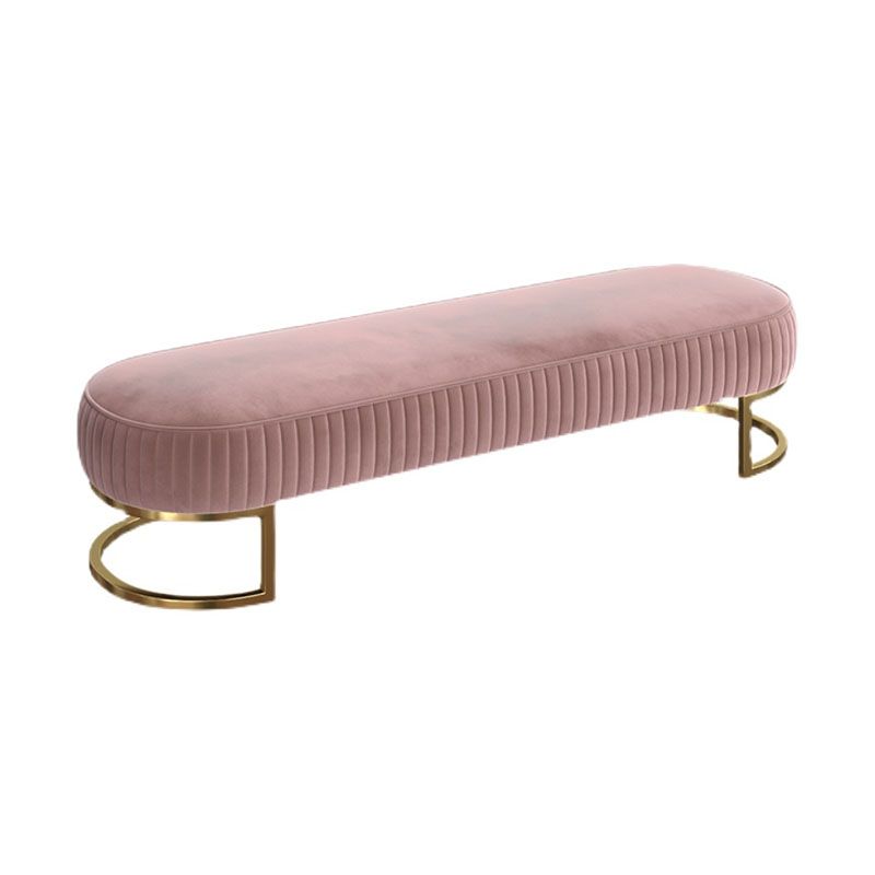 Modern Style Seating Bench Glam Upholstered Bench with Gold Legs