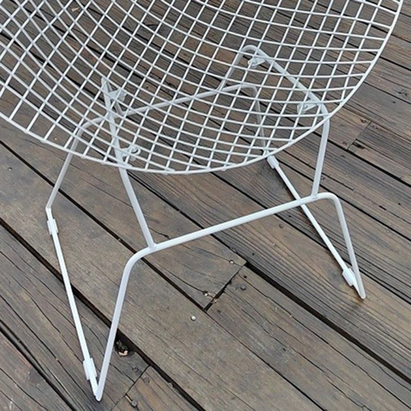 Metal Patio Dining Chair Modern Armless Dining Side Chair in Black/White