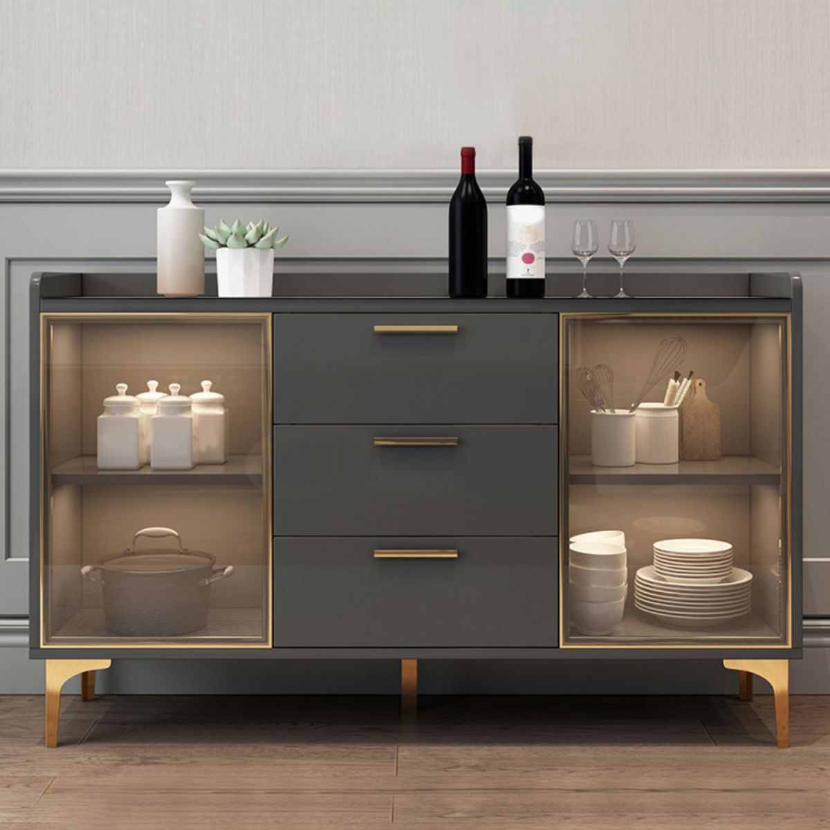 Cabinets Storage Modern Buffet Stand Engineered Wood Buffet Sideboard