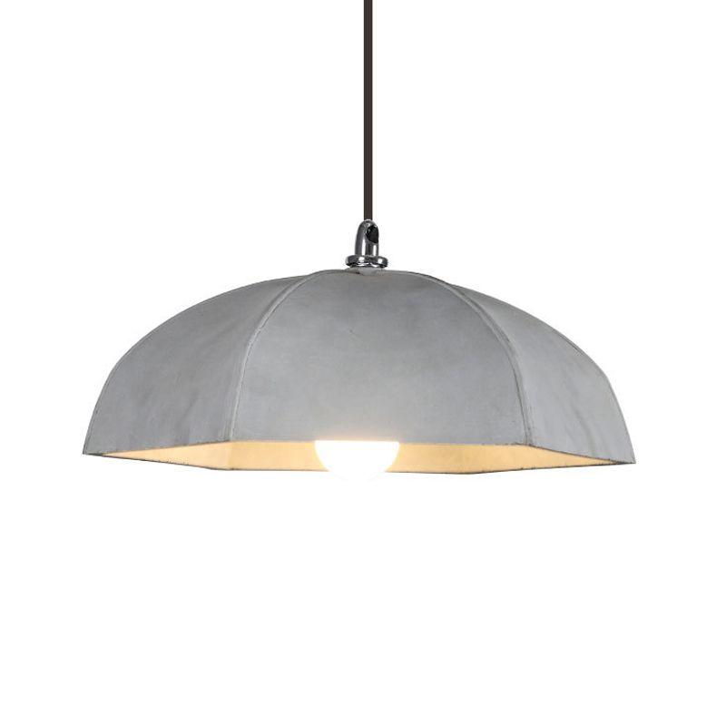 1 Bulb Umbrella Pendant Lighting Vintage Grey Cement Hanging Ceiling Lamp for Restaurant