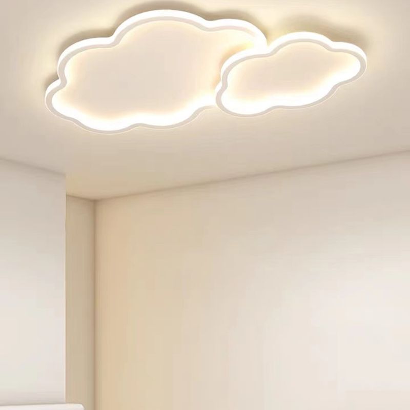 Modern LED Metal Flush Mount Cloud Shape Ceiling Light with Plastic Shade for Living Room