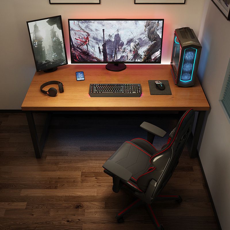 Rectangular Shaped Computer Desk Brown Writing Desk for Home