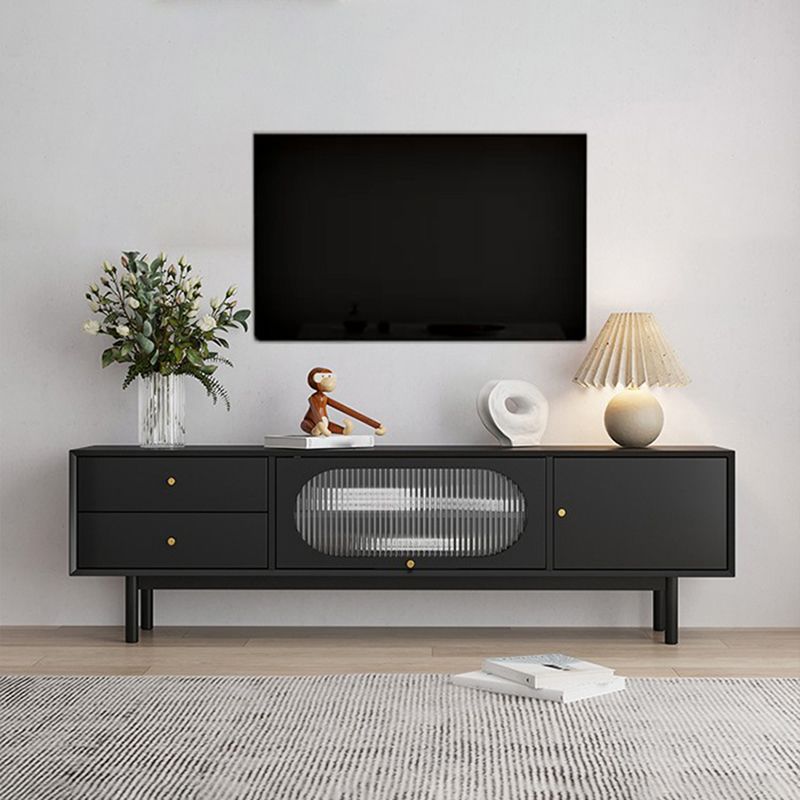 Solid Wood TV Media Console Industrial TV Stand with Drawers