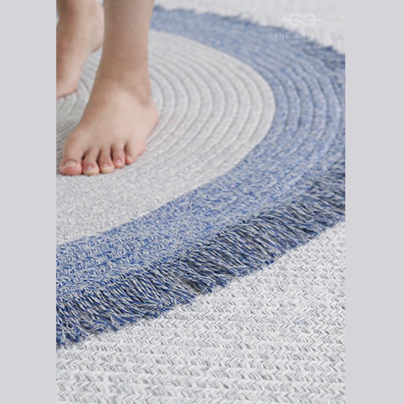 Alfombra redonda de interior color sólido alfombra de área de mezcla de algodón moderna para sala de estar