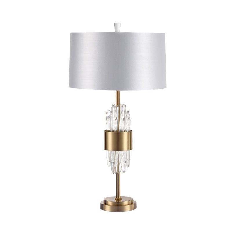 1 Bulb Dining Room Desk Lamp Modern White Table Light with Cylindrical Fabric Shade