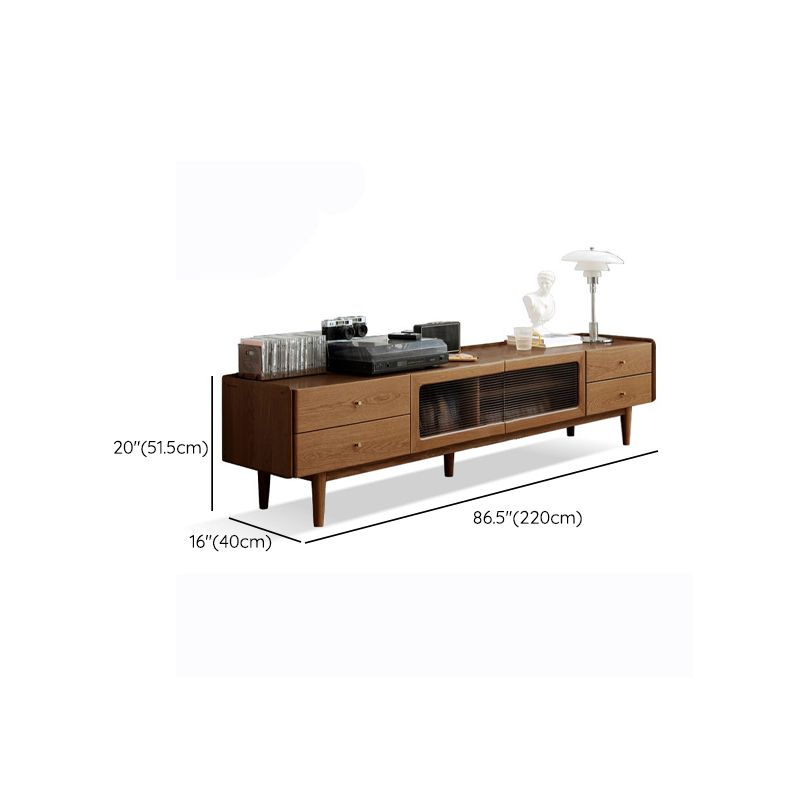 Modern 4 Drawers TV Stand Wooden TV Cabinet with Doors for Living Room