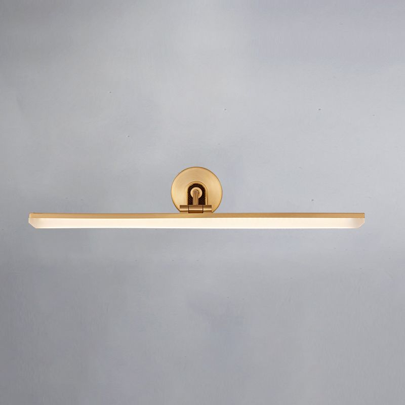 1-Light Linear Shade Wall Sconce Modern Simple Style Mirror Wall Lighting in Brass