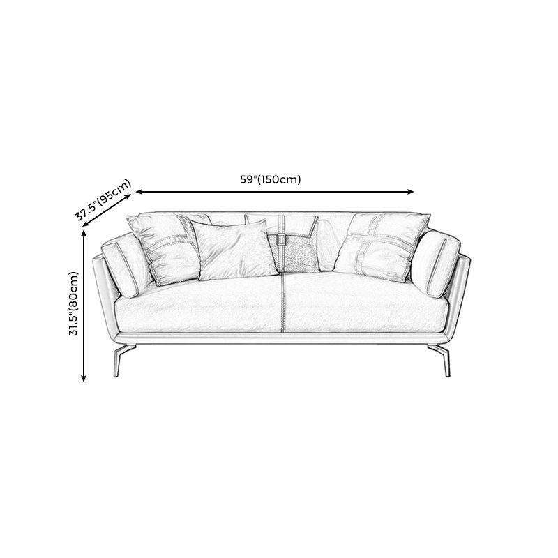 32" High Contemporary Square Arm Standard Sofa with Loose Back for Living Room, Brown