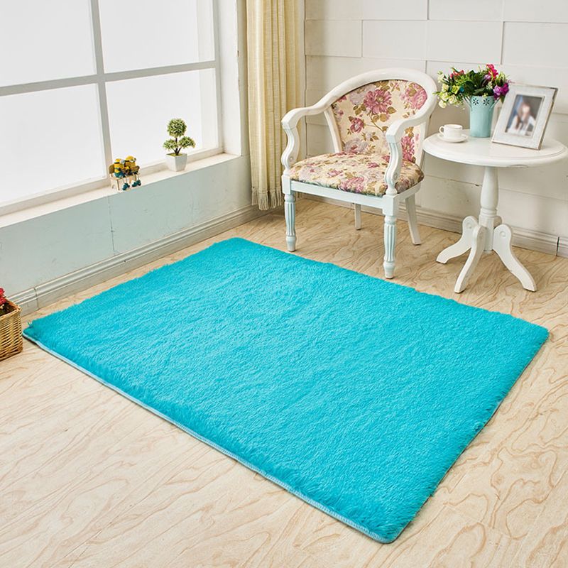 Simplicity Solid Rectangle Area Rug Comfort Modern Shag Indoor Rug Polyester Friendly Washable Area Carpet for Living Room