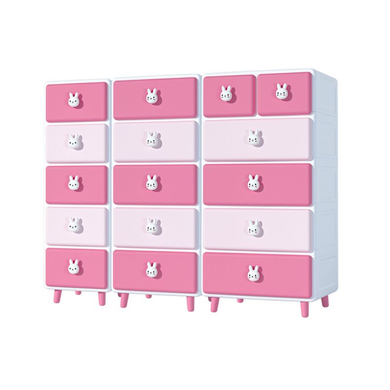 Contemporary Vertical Kids Nightstand Plastic Nursery Dresser with 5/6 Drawers