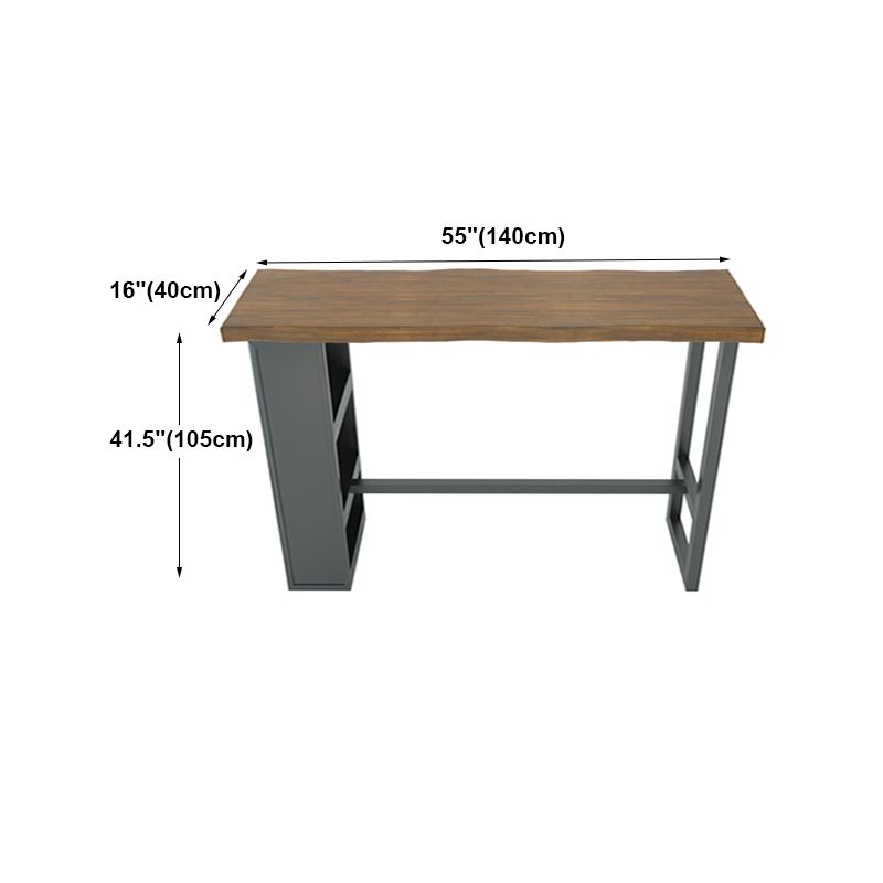 Brown Wood Pub Table with Rectangle Table Top Black Trestle Table - 41.3" H