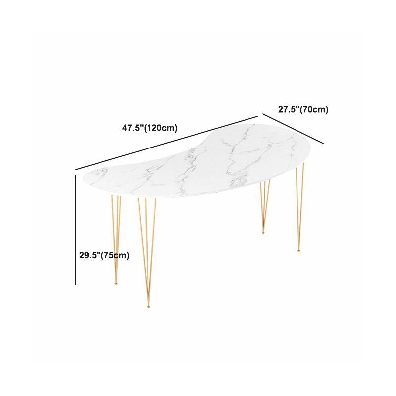 Contemporary Marble Computer Desk for Home 30"H Desk with Metal Legs