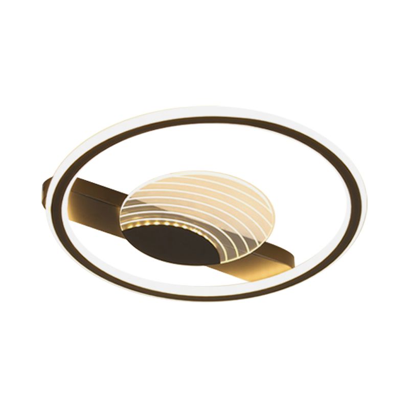 Acrylic Circular Flush Mount Light Nordic Black/Gold LED Close to Ceiling Lamp for Bedroom