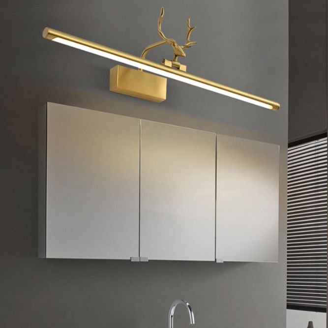 Plan de pared LED de oro de cobre en el estilo creativo moderno Luz de pared lineal acrílica con decoración de asta