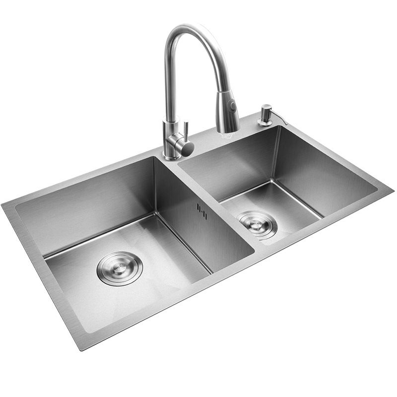 Stainless Steel Kitchen Sink Double Bowl Kitchen Sink with Rectangular Shape