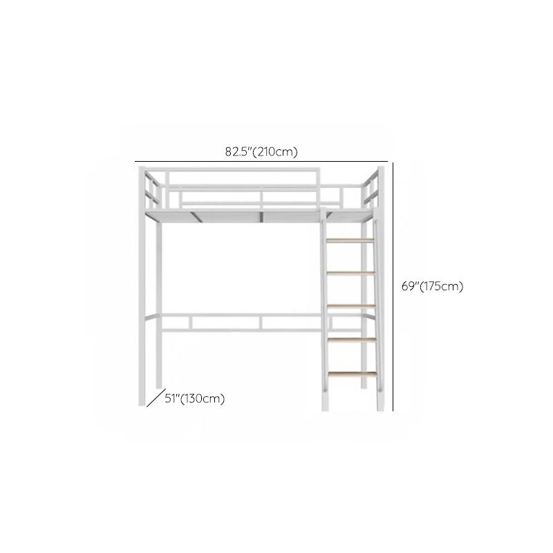 Modern Loft Bunk Bed Open Frame Metal Standard Bed with Wood Accent