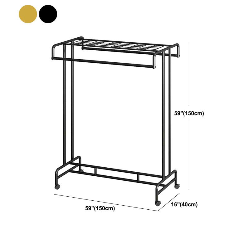 Industrial Style Coat Rack Metallic Free Standing Coat Rack with Universal Wheel