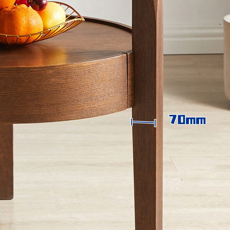 Solid Wood Side Table Modern Style Round Storage Patio Table