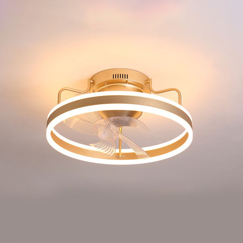 Metal Ceiling Fan Lamp Simple LED Close to Ceiling Light for Bedroom