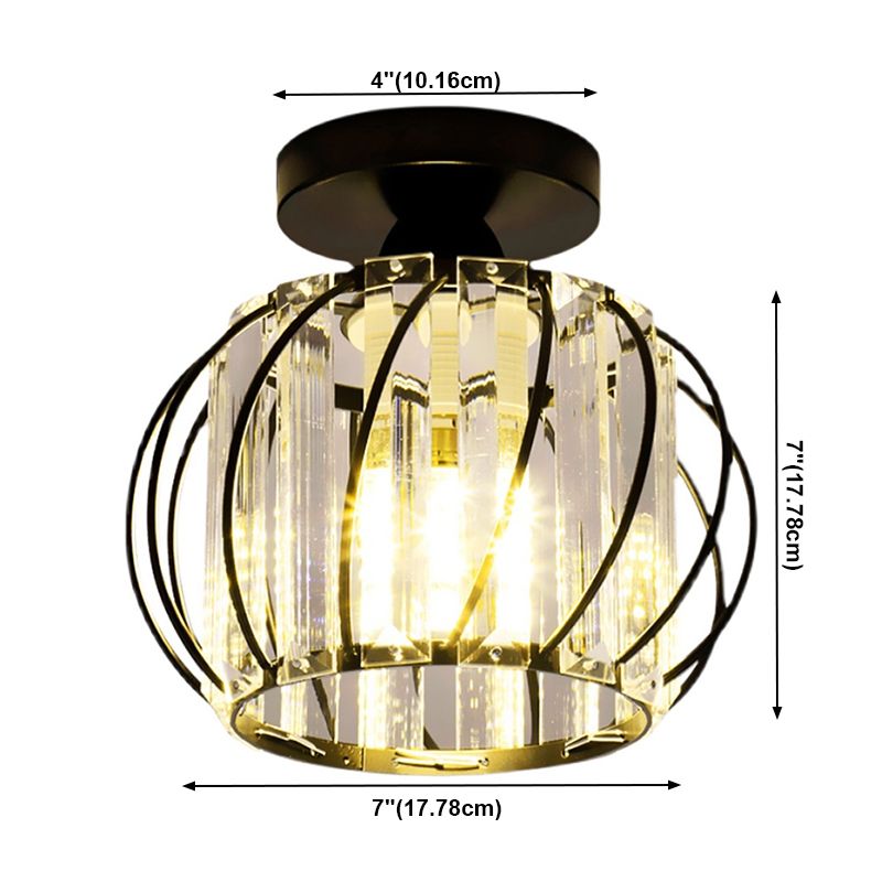 Lantern Shape Ceiling Lamp Modern Iron 1 Light Flush Mount with Hole 2''-3.5'' for Aisle