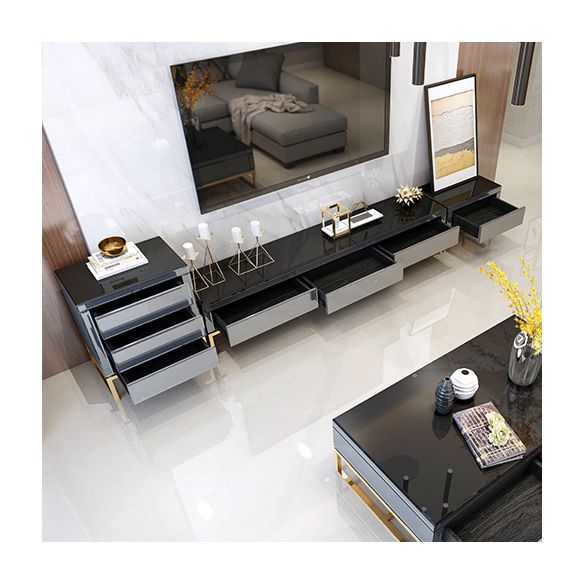 Glass and Metal Stand Console Gorgeous Style Household Simple Closed TV Cabinet