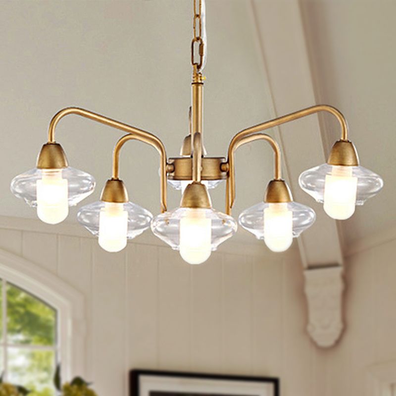 Elliptical Frosted Glass Light Chandelier Modern 6-Light Dining Room Pendant Lighting