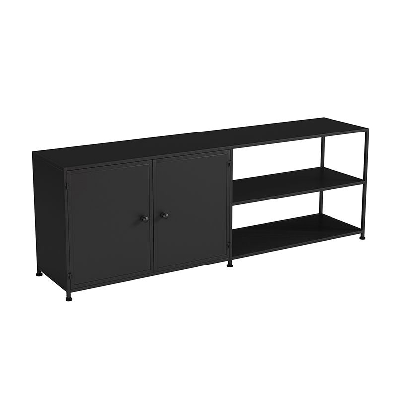 Industrial Style Metal TV Stand Open Storage TV Console with Shelves