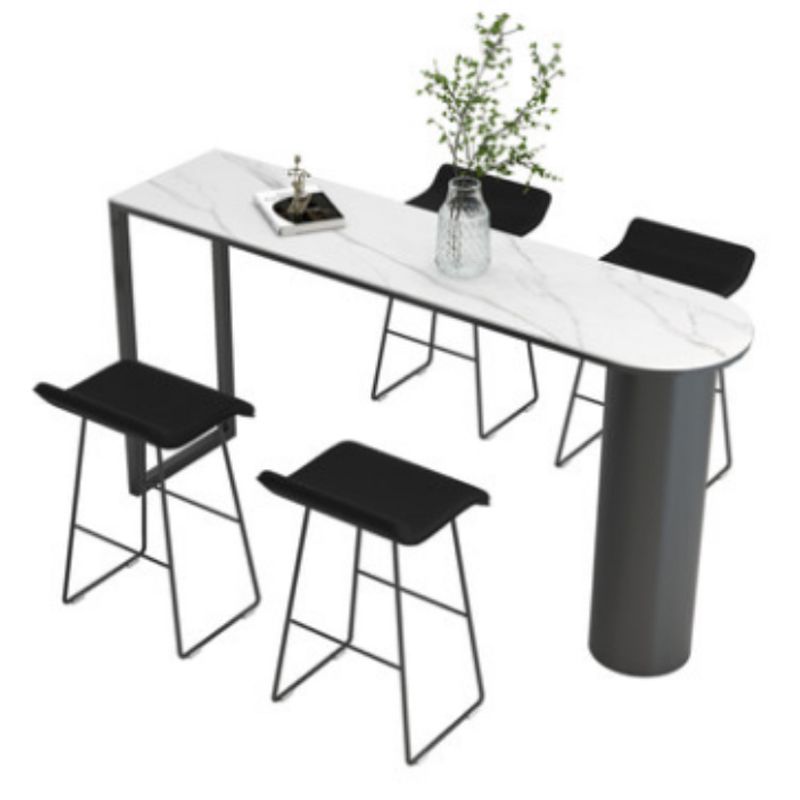 Minimalism Bar Table 42-inch Height Stone Top and Metal Base Bistro Table