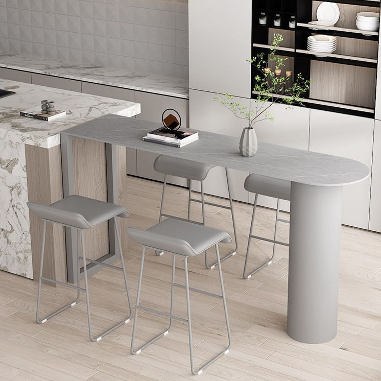 Stone Bar Dining Table Modern Bar Table with Double Pedestal Base for Kitchen Dining Room