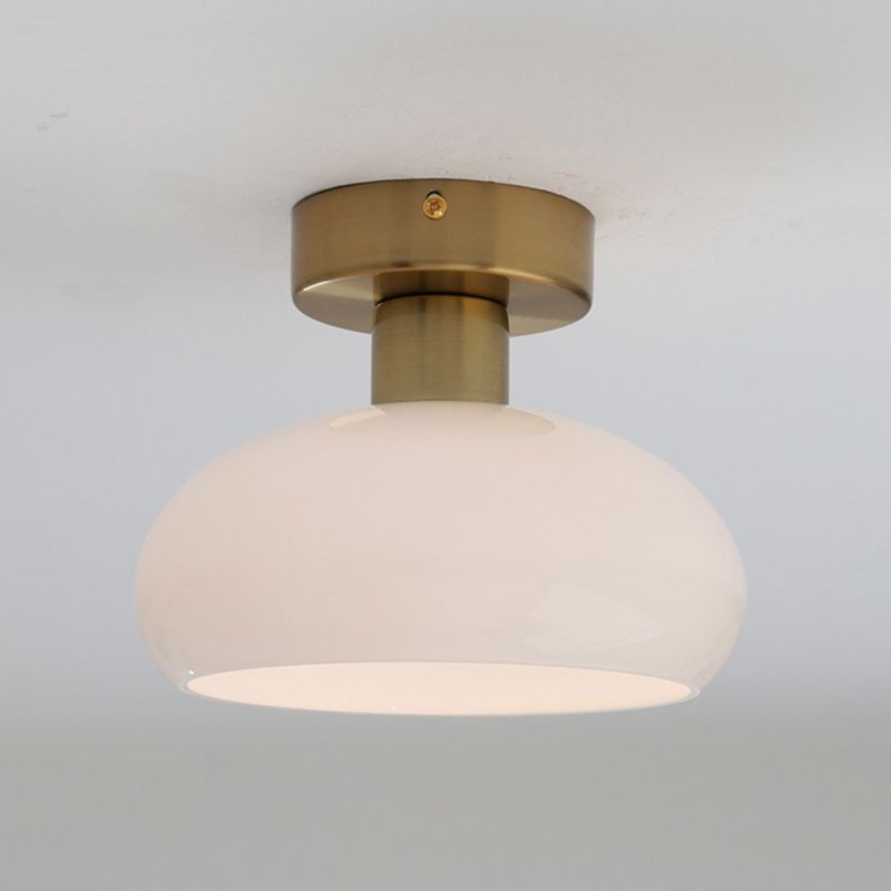 Modern Glass Shaded Ceiling Light Golden Metal Flush Mount Lighting for Room