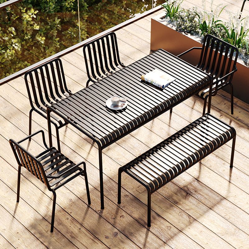 Glam Metal Kitchen and Patio Dining Side Chair Slat Back Arm Chair