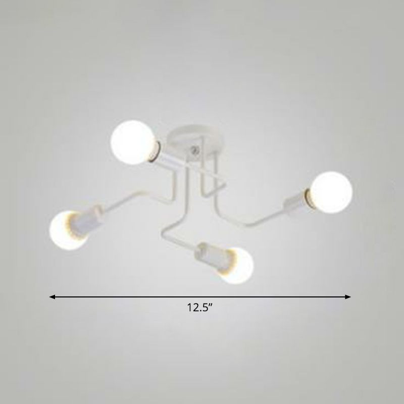 Maze Semi Flush Ceiling Light Industrial Metallic Flush Mount Lighting for Living Room