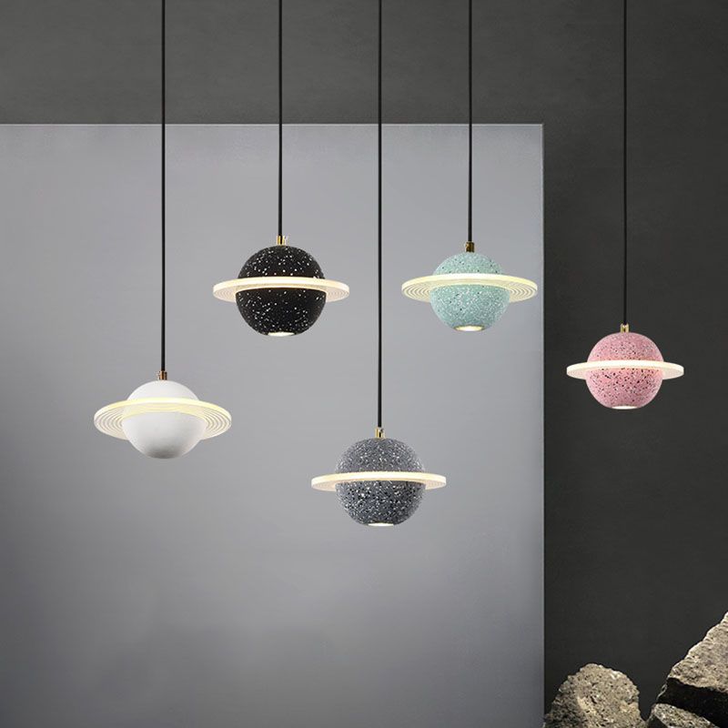 Contemporary Style Ball Pendant Lamp Stone Multi Lights Hanging Pendant Light