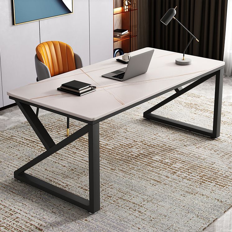 Contemporary Office Desk Rectangular Writing Desk with Metal Legs