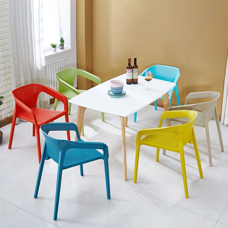 Glam Style 20'' Wide Plastic Side Chair Solid Back Chair with 4 Legs For Home Use